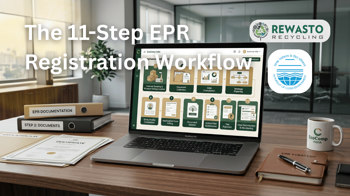 The EPR registration process spans 11 structured steps — from internal scoping to final submission and portal monitoring