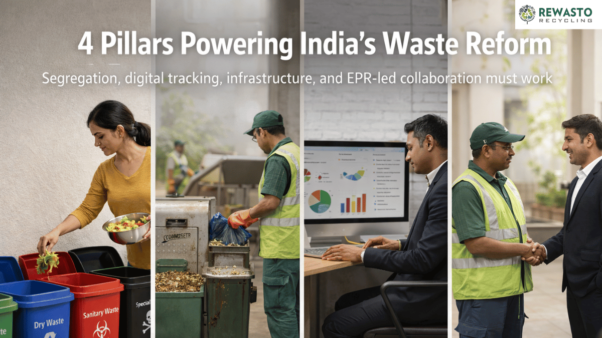 Four-bin waste segregation system