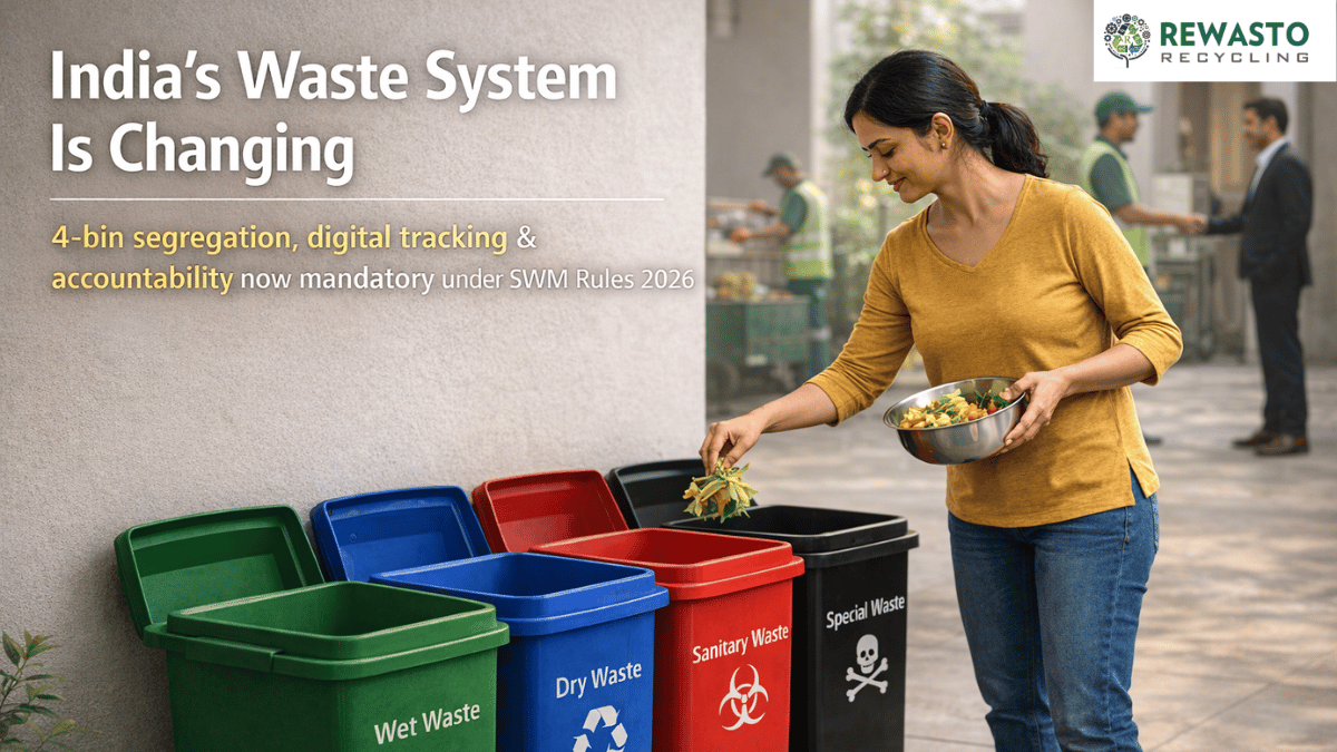 Sorting waste into four bins under SWM Rules 2026