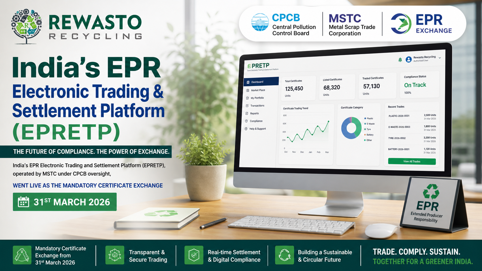 Digital marketplace / certificate trading / compliance operations desk or Certificate prices on EPRETP spike sharply in peak compliance months when demand for credits outpaces recycler supply, particularly in e-waste categories