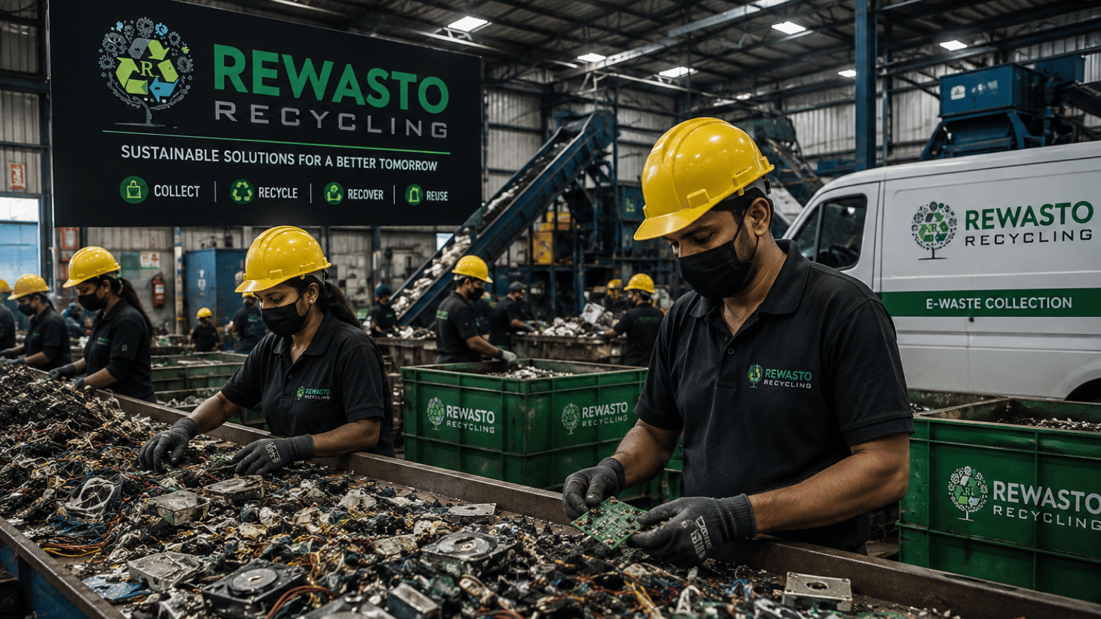 Indian EPR recycling facility processing e-waste and batteries in Delhi NCR
