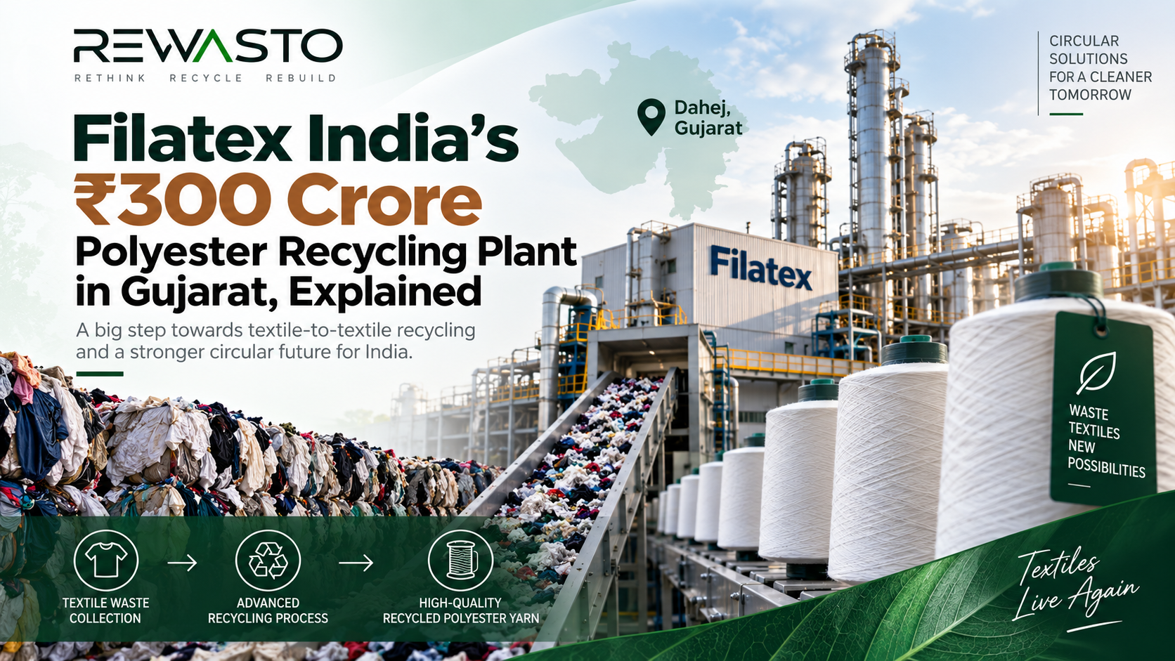 filatex Recycled Polyester Chips and Yarn Spools | Rewasto Recycling