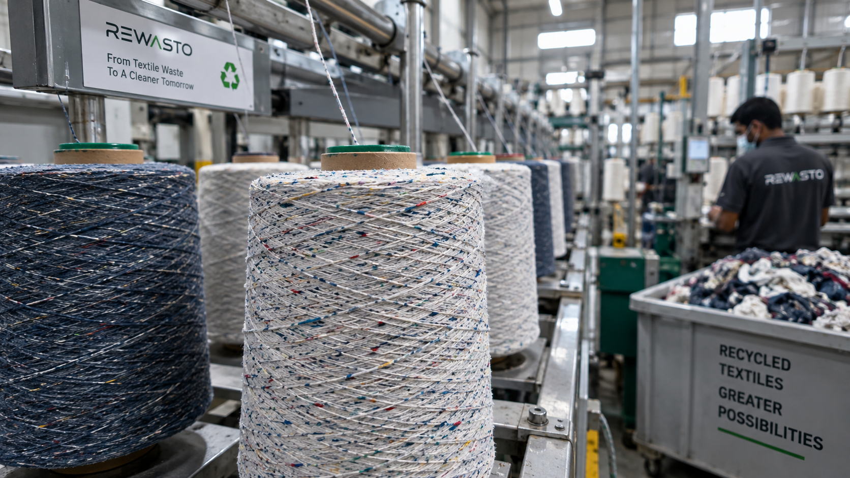 ECOSIS recycled polyester chips or yarn spools